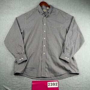 LL Bean Shirt Blue Black Plaid Casual Outdoor Button Up Long Sleeve Mens XL